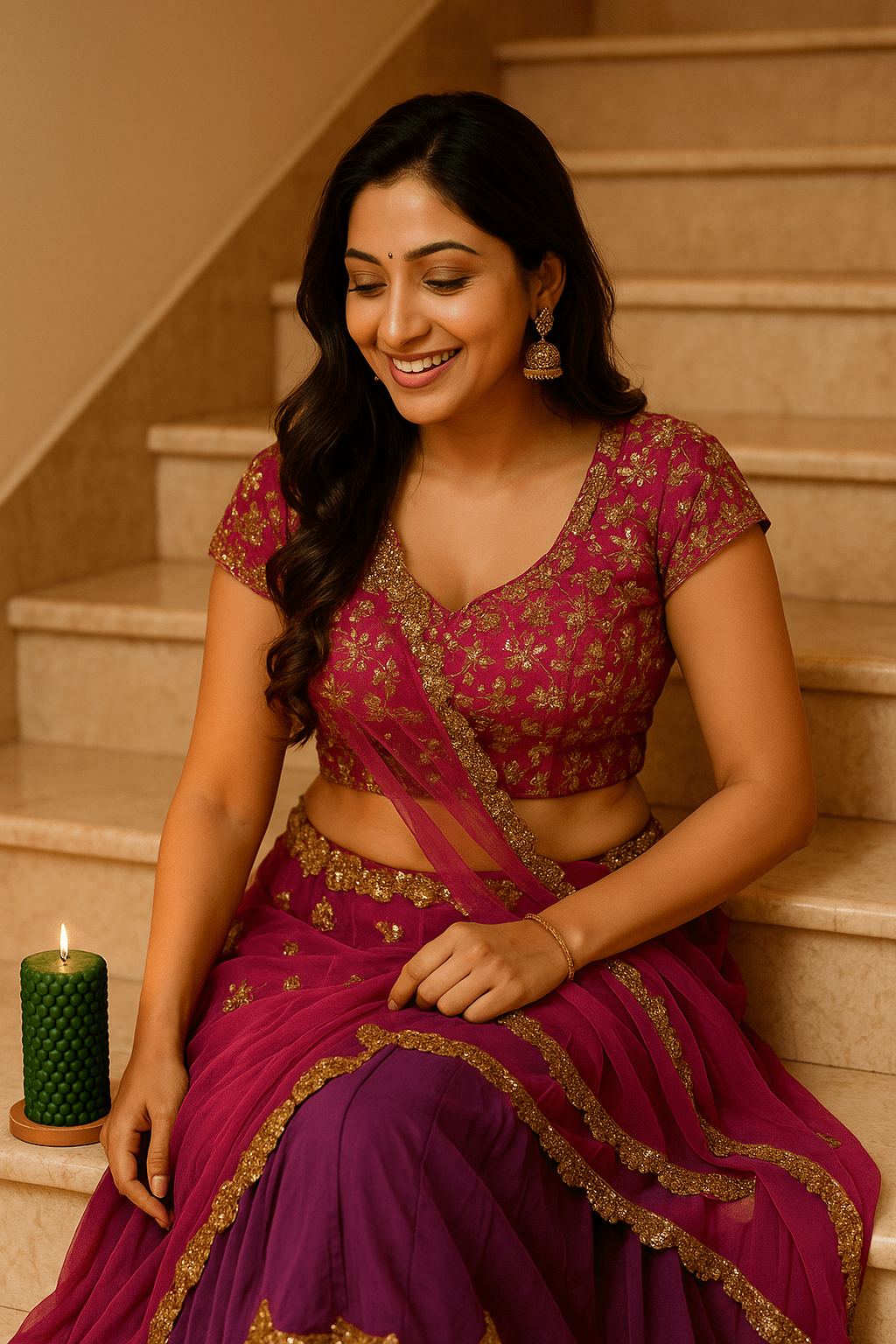 Luxury GREEN Scented Candle Long Bubble Pillar Fancy Candles