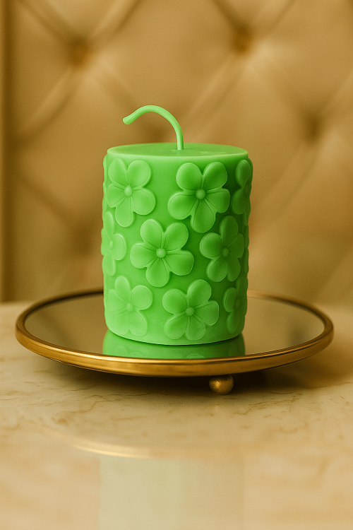 Derben Clove Floral Scented Pillar Candles for Party - GREEN