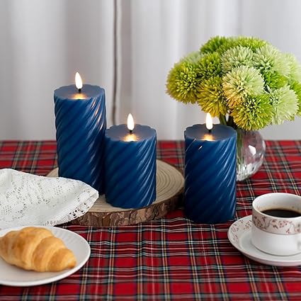 Big Spiral Pillar Scented Candle for Home and Party Blue