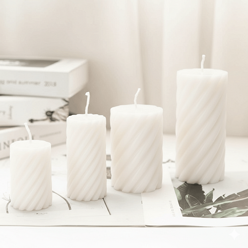 Big Spiral Pillar Scented Candle for Home and Party White