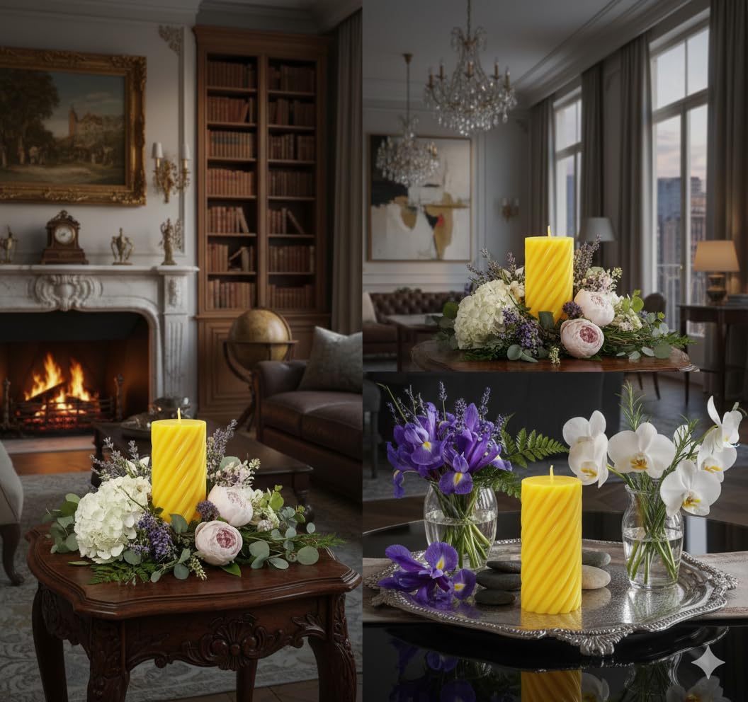 Big Spiral Pillar Scented Candle for Home and Party Yellow