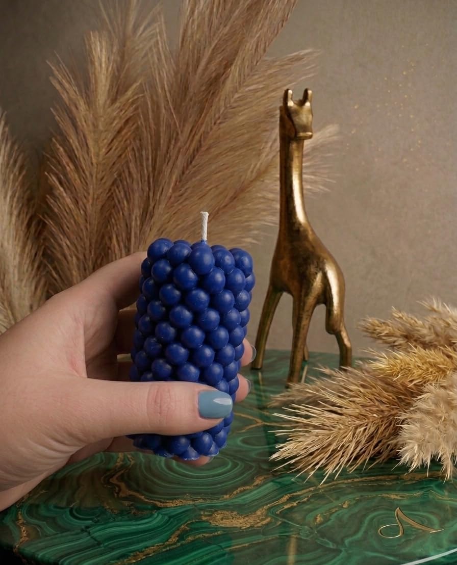 Luxury BLUE Scented Candle Long Bubble Pillar Fancy Candles