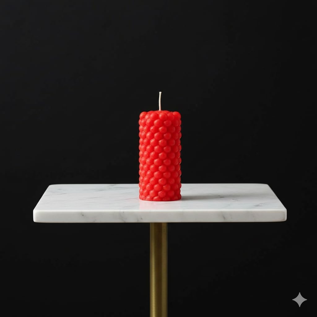 Luxury Red Bubble Pillar Candle Scented Long Fancy Pillar Candles