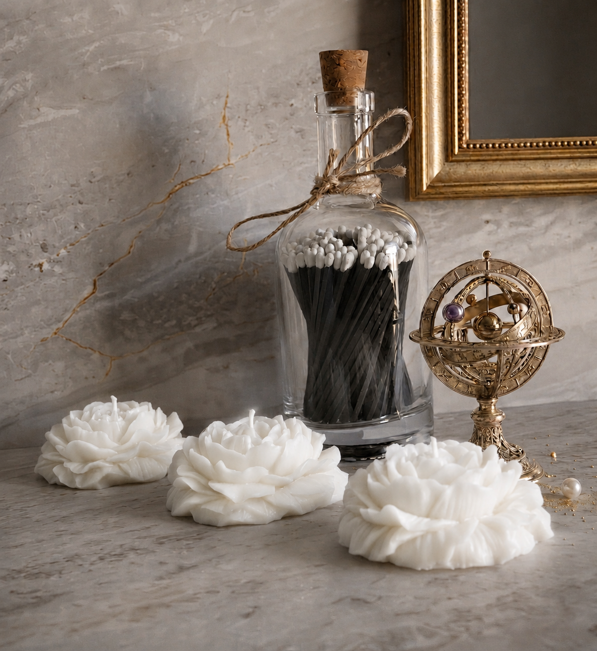 Premium White Flower Soy Wax Decorative Candle