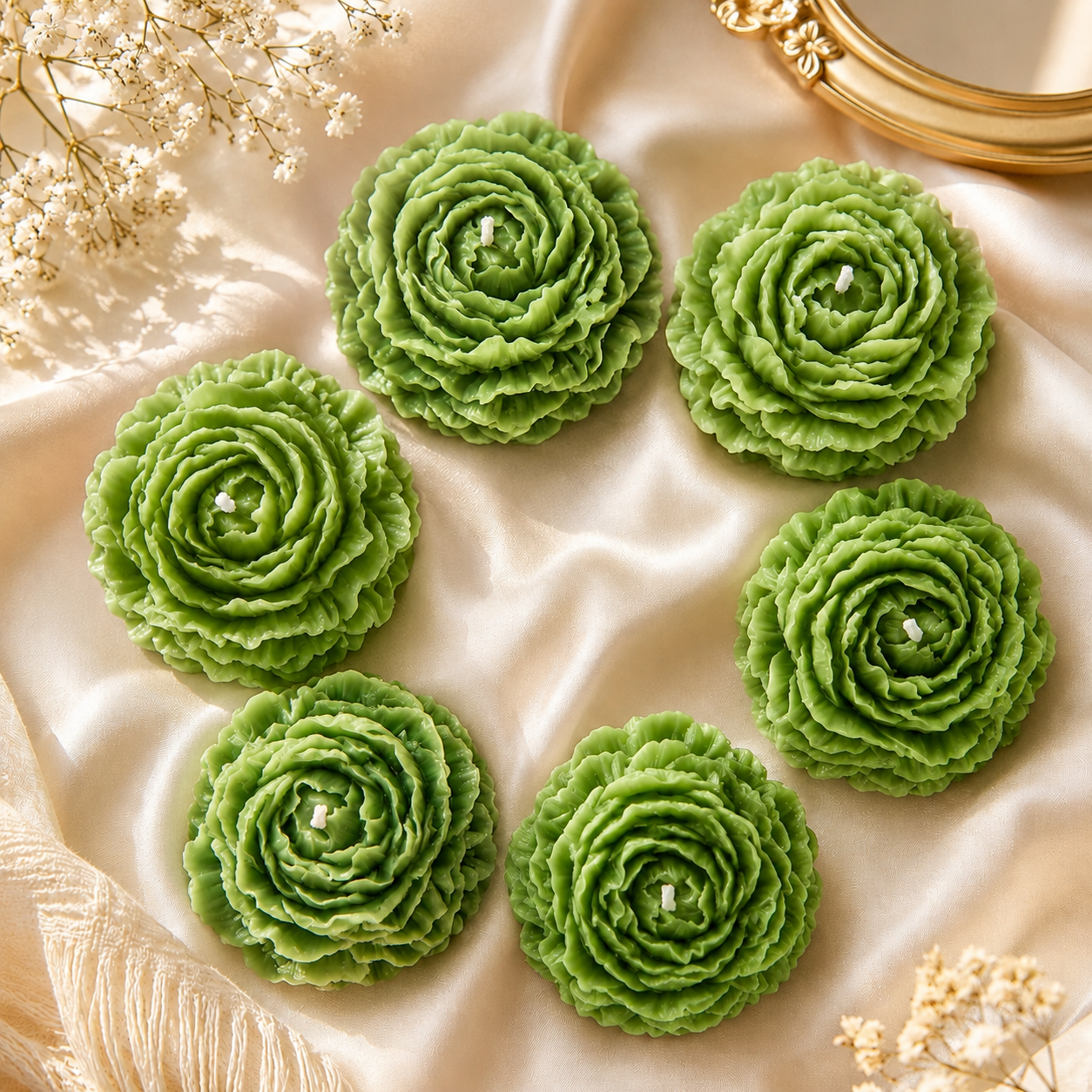 Premium Green Flower Soy Wax Decorative Candle