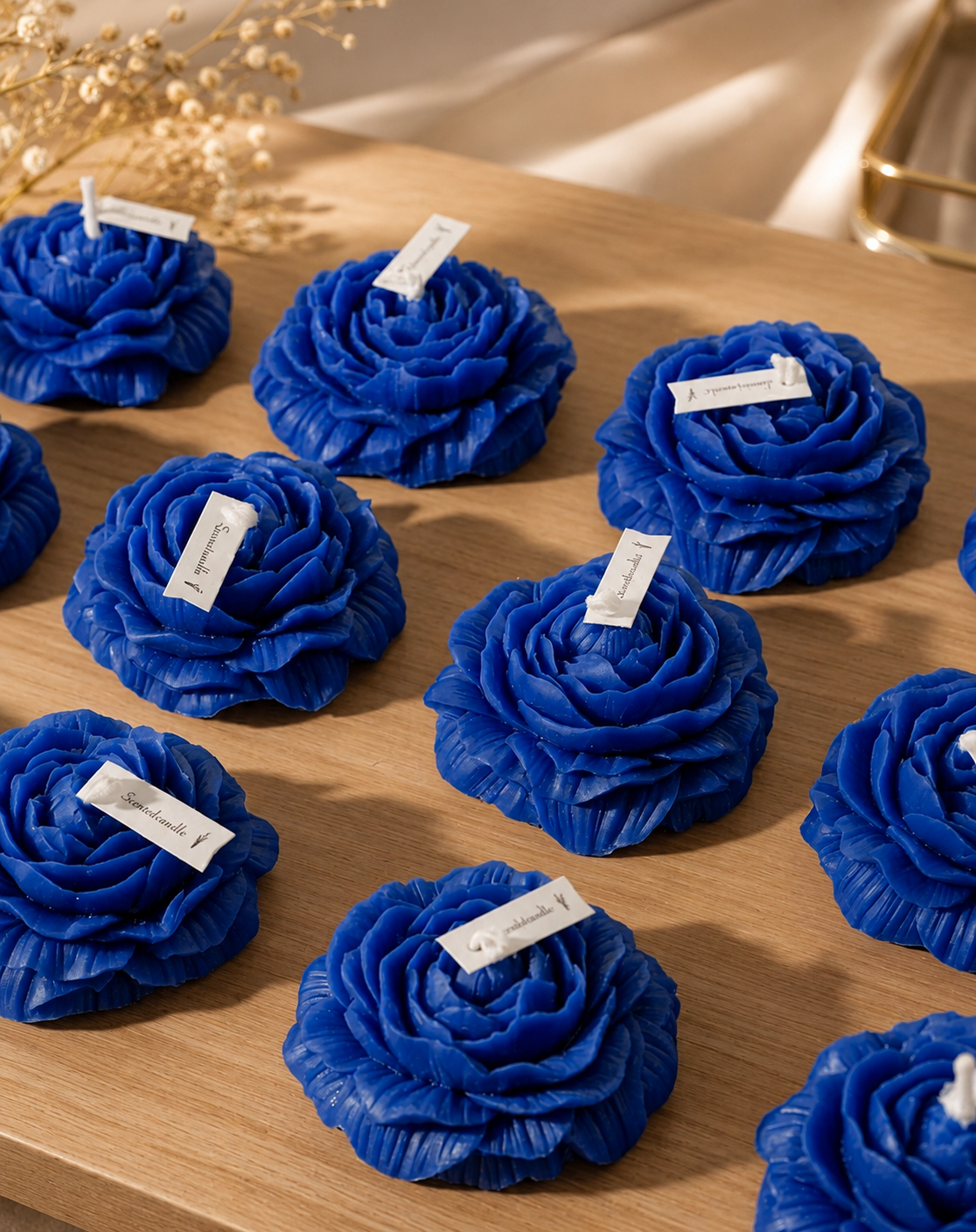 Premium Blue Flower Soy Wax Decorative Candle