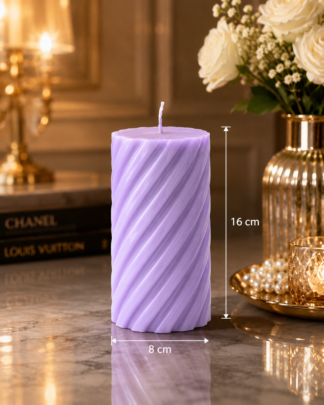 Big Spiral Pillar Scented Candle for Home and Party Purple