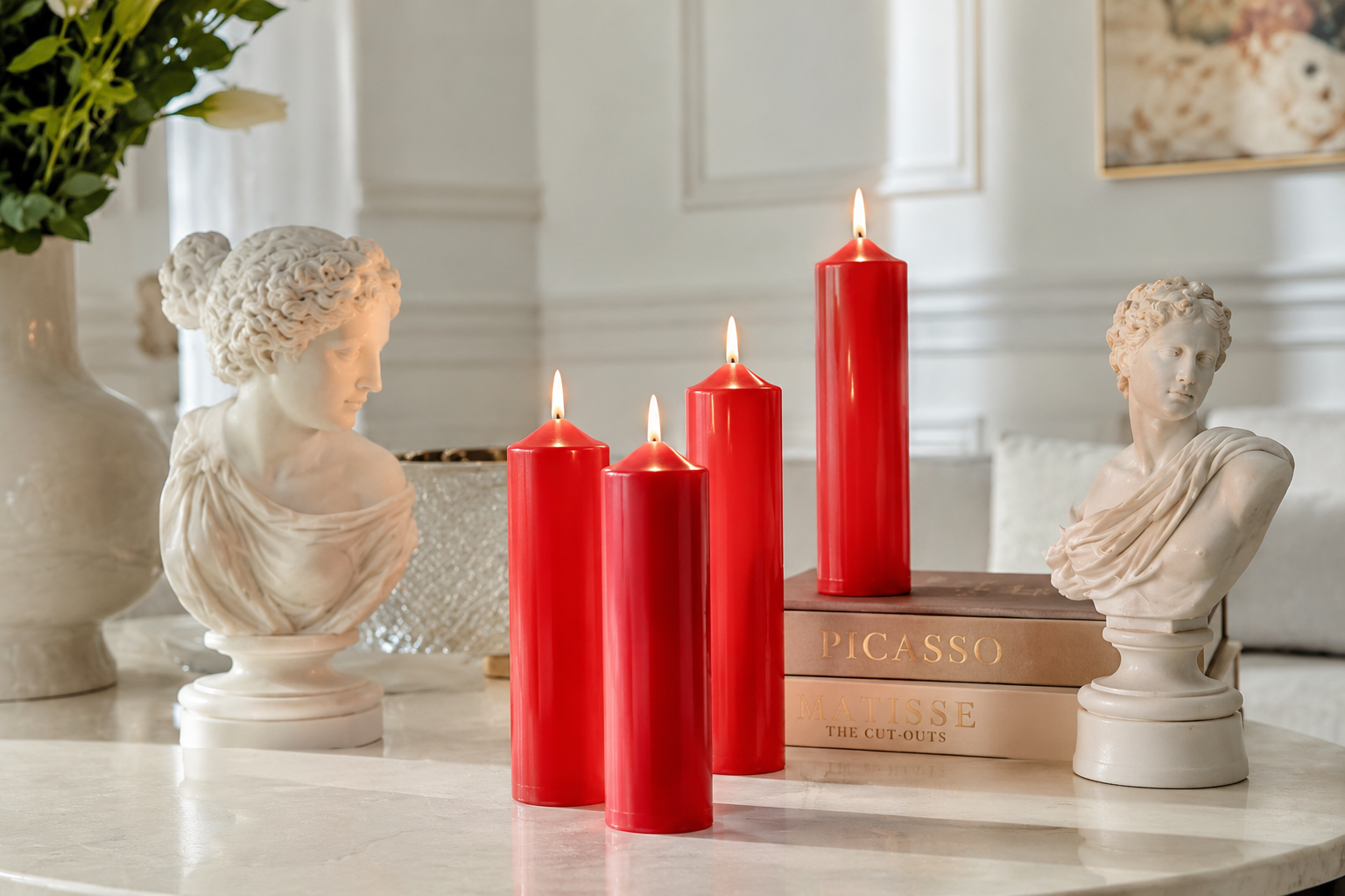 Large Simple Scented Pillar Candle for Party and Decor Red