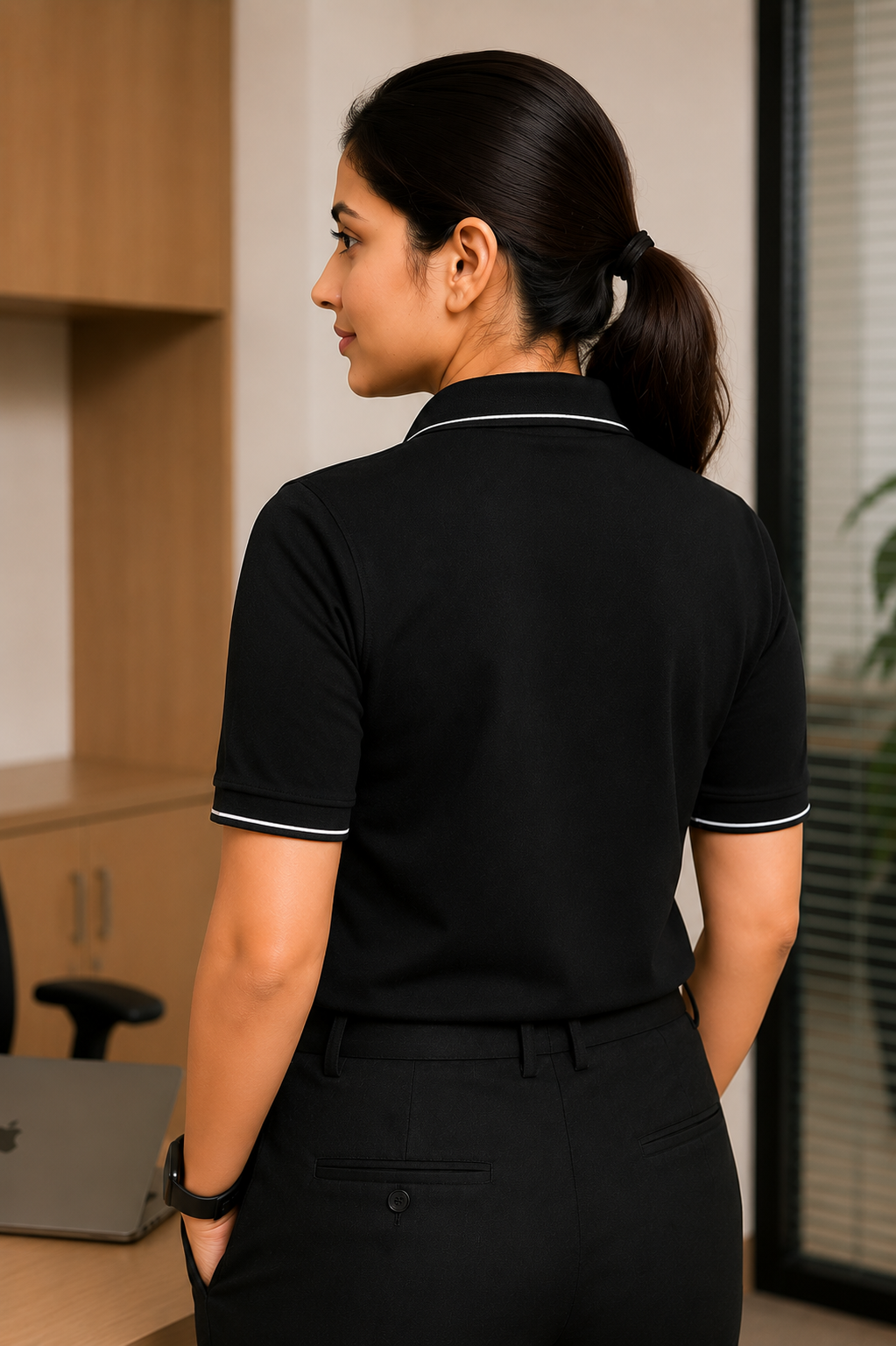 Black Polo Formal T Shirt for Women | Office Wear T Shirt for Ladies