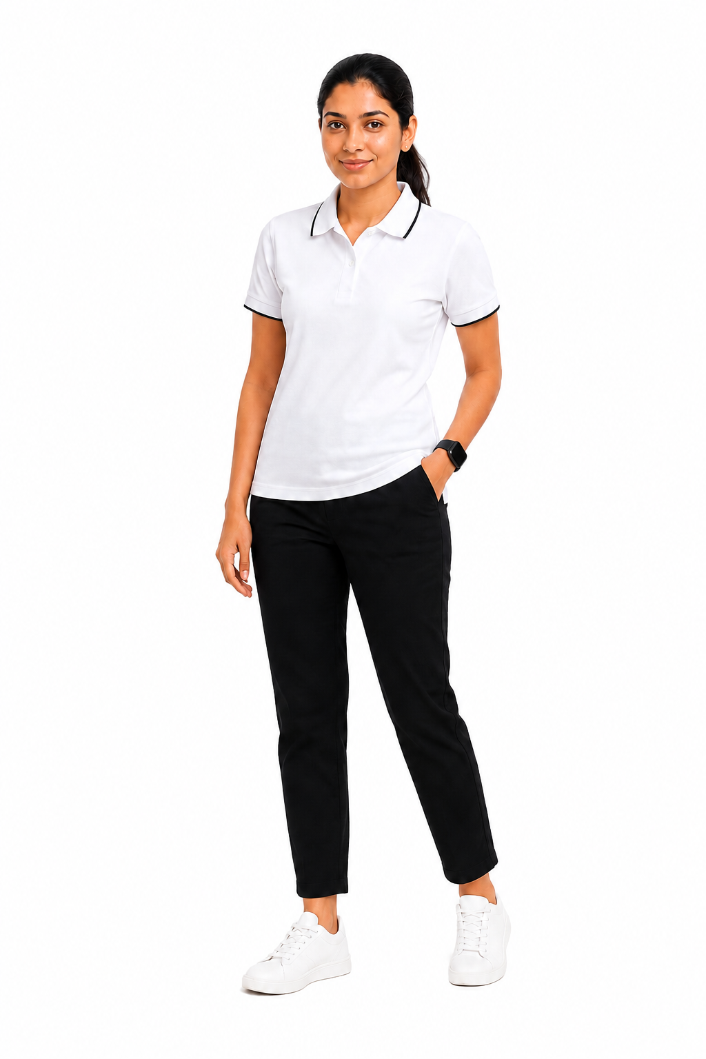 White Polo Formal T Shirt for Women | Office Wear T Shirt Ladies