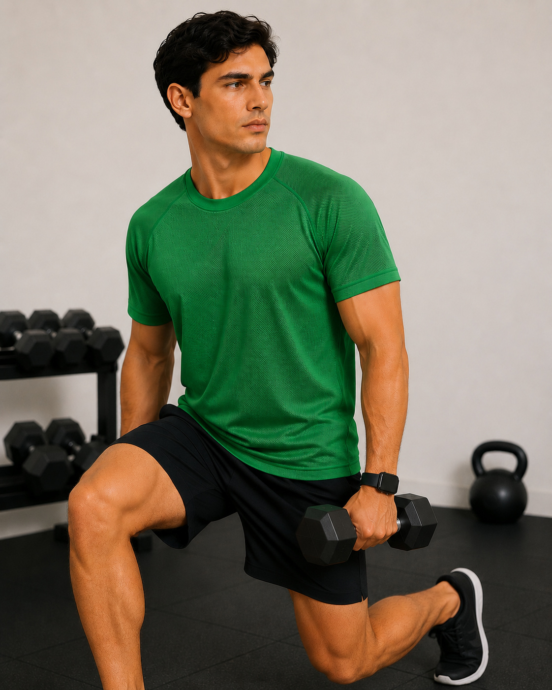 Green Sport T Shirt Mens | Gym, Running, Football Tee