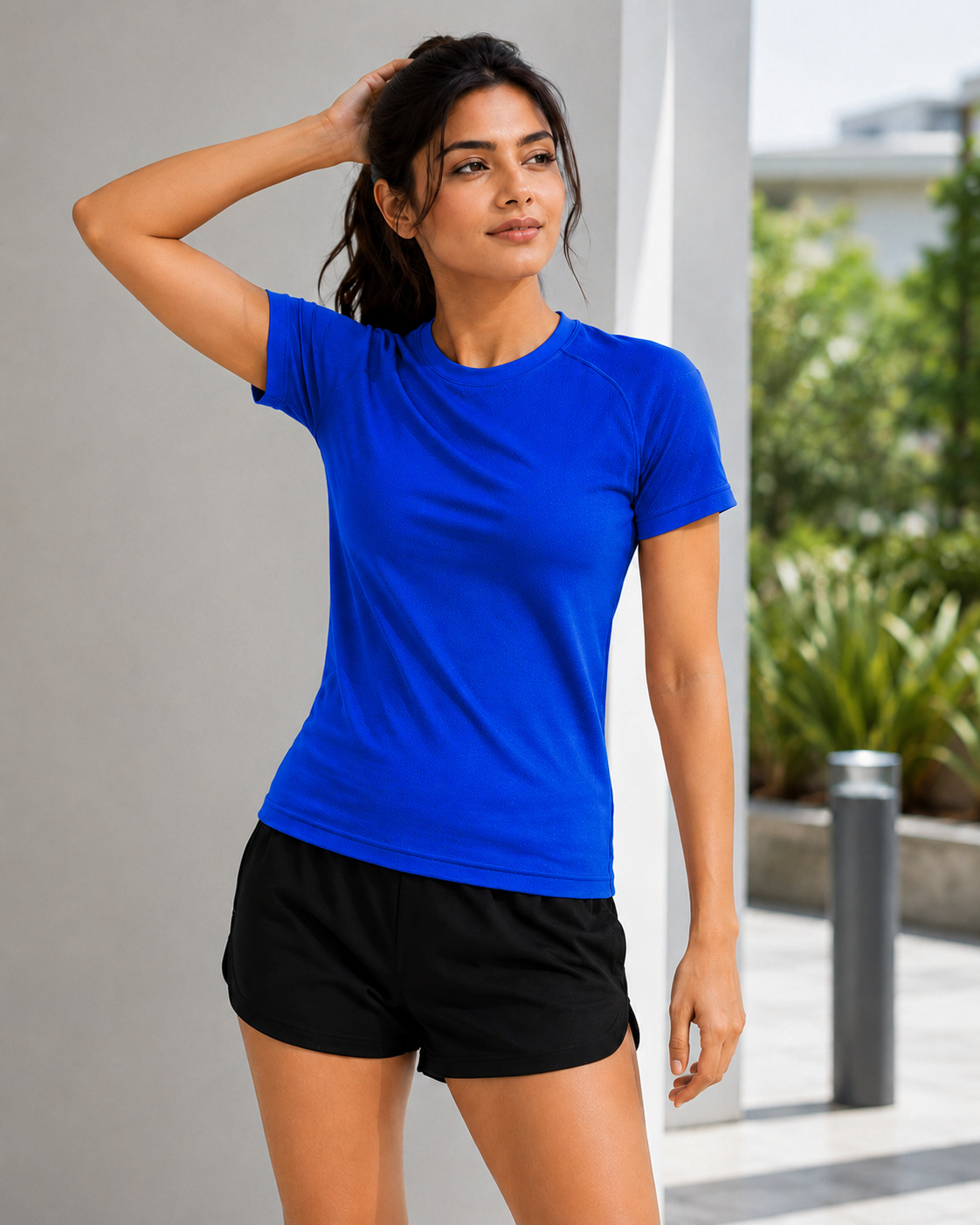 Women's Royal Blue Gym T Shirt | Raglan Sports Tee Shirt