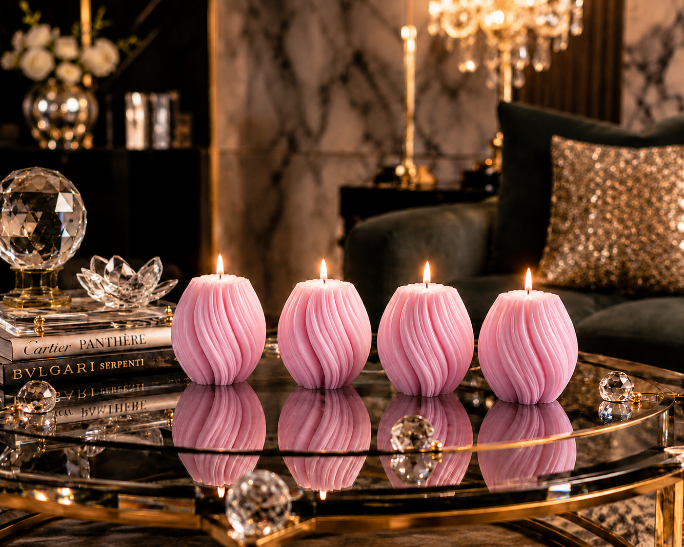 Luxury Pink Sculptural Decorative Soy Wax Candle