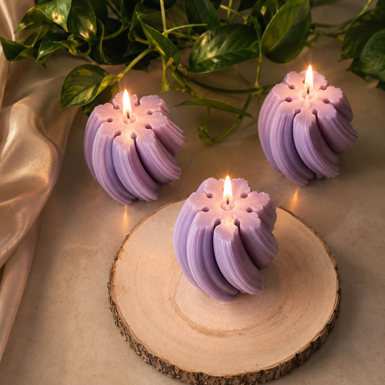 Luxury Purple Sculptural Decorative Soy Wax Candle