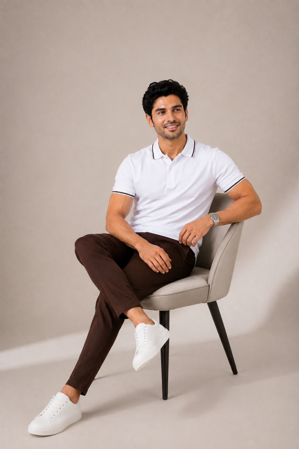 Derben Clove Pure Cotton Formal Polo T shirt for Men - White
