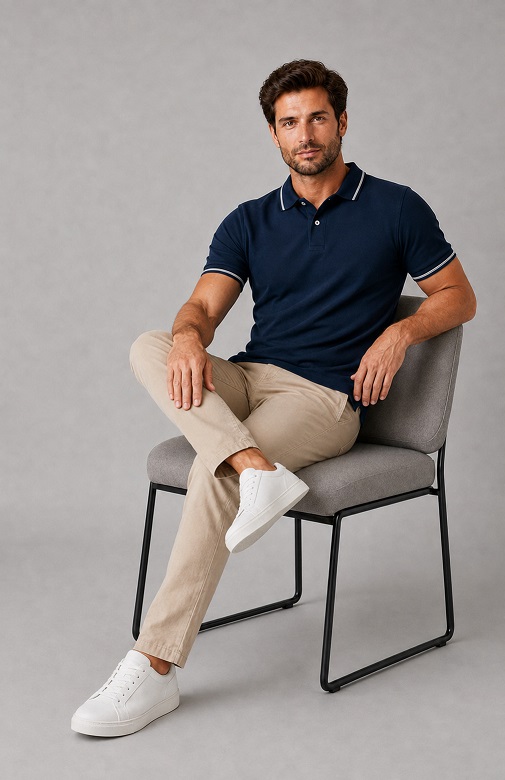 Collar T Shirt Formal Navy Blue - Elegant Office Formal T Shirt Men