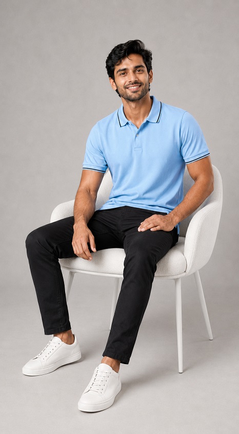 Sky Blue Polo Collar T Shirt for Men – Best Formal T Shirts Style