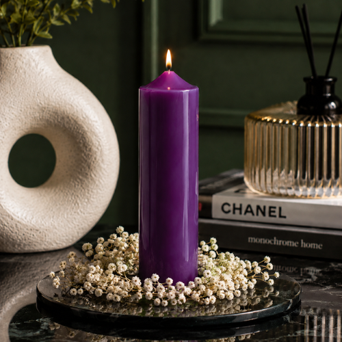 Scented Simple Pure Soywax Pillar Candle - PURPLE