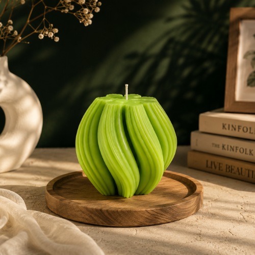 Luxury Green Sculptural Decorative Soy Wax Candle