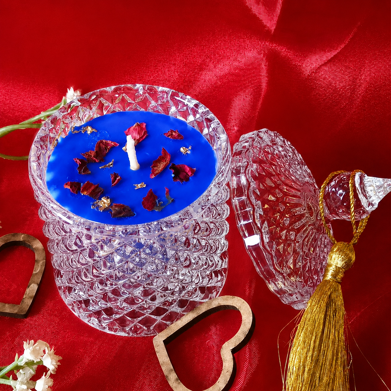 Premium Round Glass Jar Scented Candle - BLUE