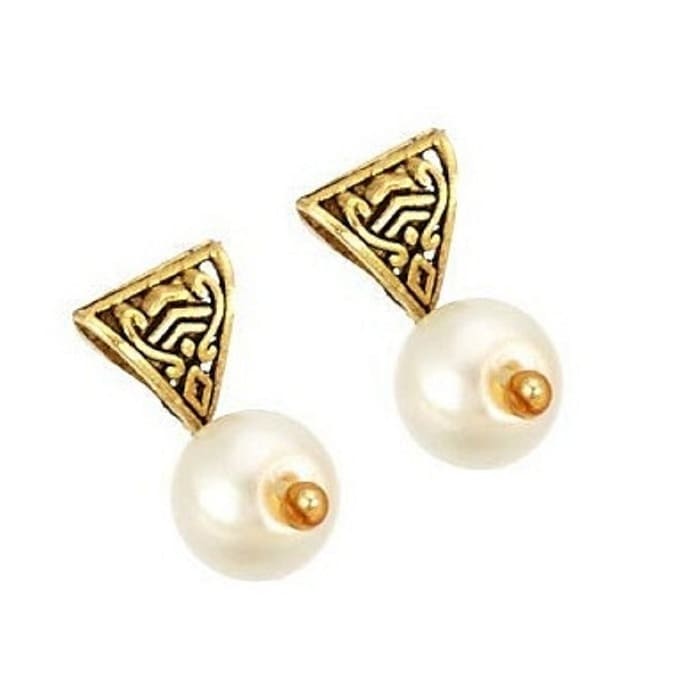Beautiful Beaded Brass Artificial Necklace set White