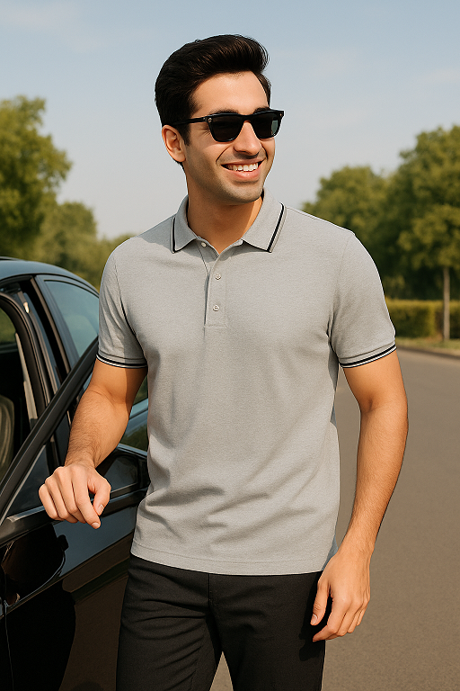 Formal Tipping Polo Neck T Shirt – Stylish Collar T Shirt Formal