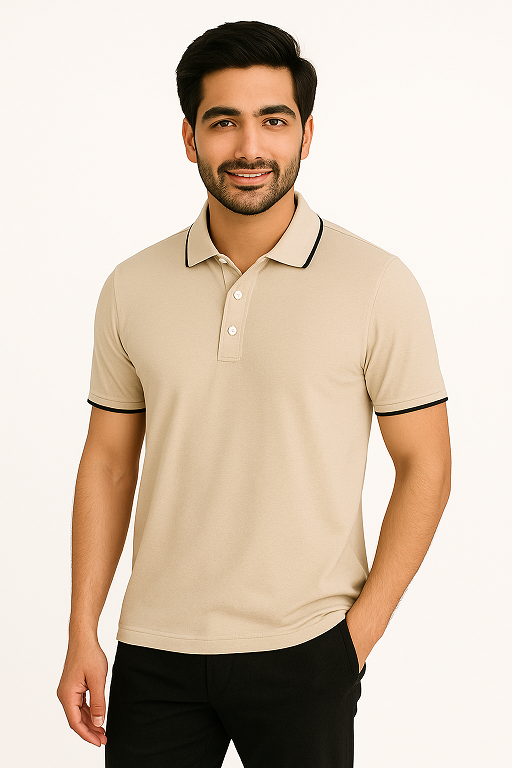 Neck Polo T Shirt – Classic Beige Collar T Shirt Formal Wear