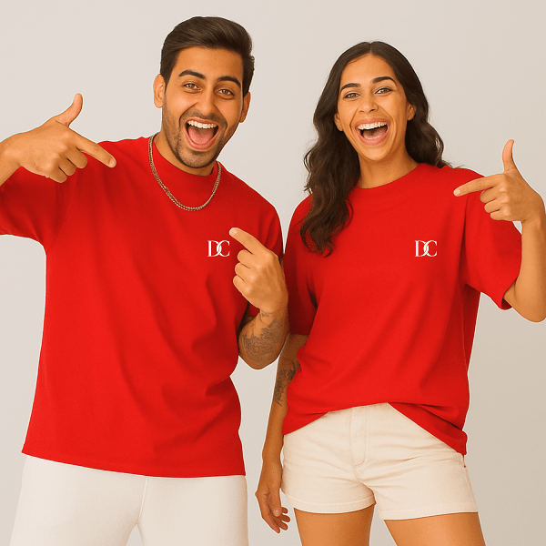 Red Oversized Tees for Women | Loose Baggy Cotton Gym T Shirt