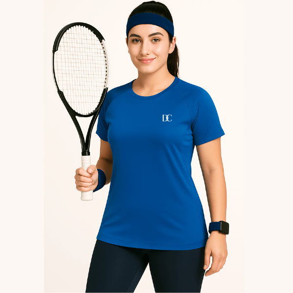 Women's Royal Blue Gym T Shirt | Raglan Sports Tee Shirt