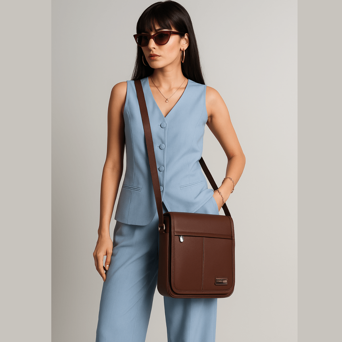 Spacious Leather Travel Messenger Side Sling Bag For Men and Women