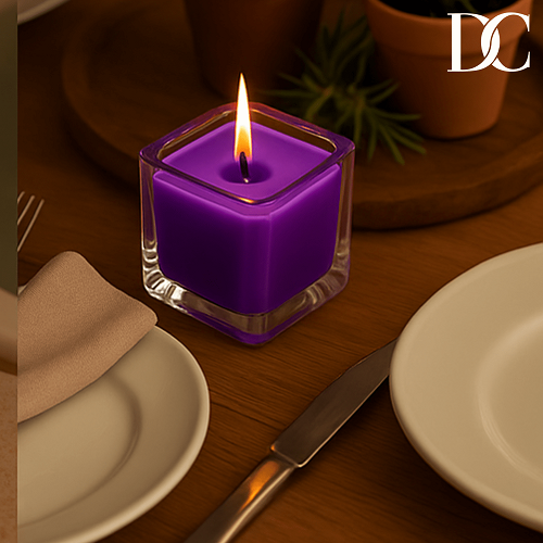 DC Best Scented Candles Transparent Glass Jar and Lid Purple