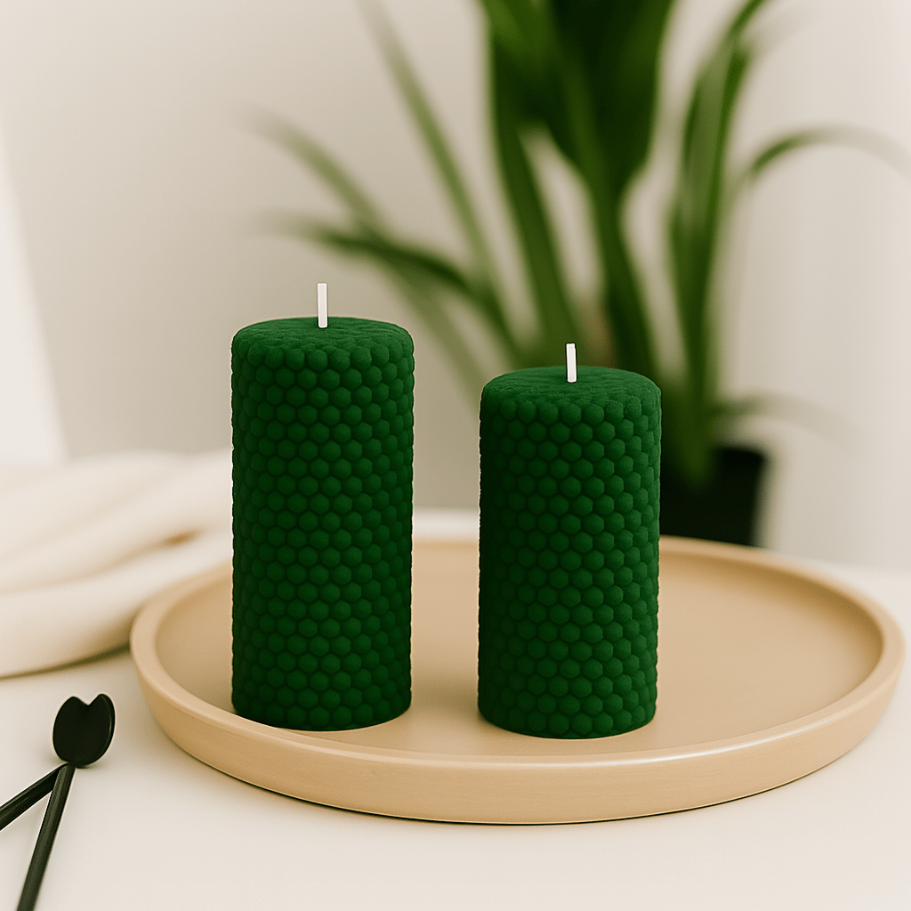 Luxury GREEN Scented Candle Long Bubble Pillar Fancy Candles