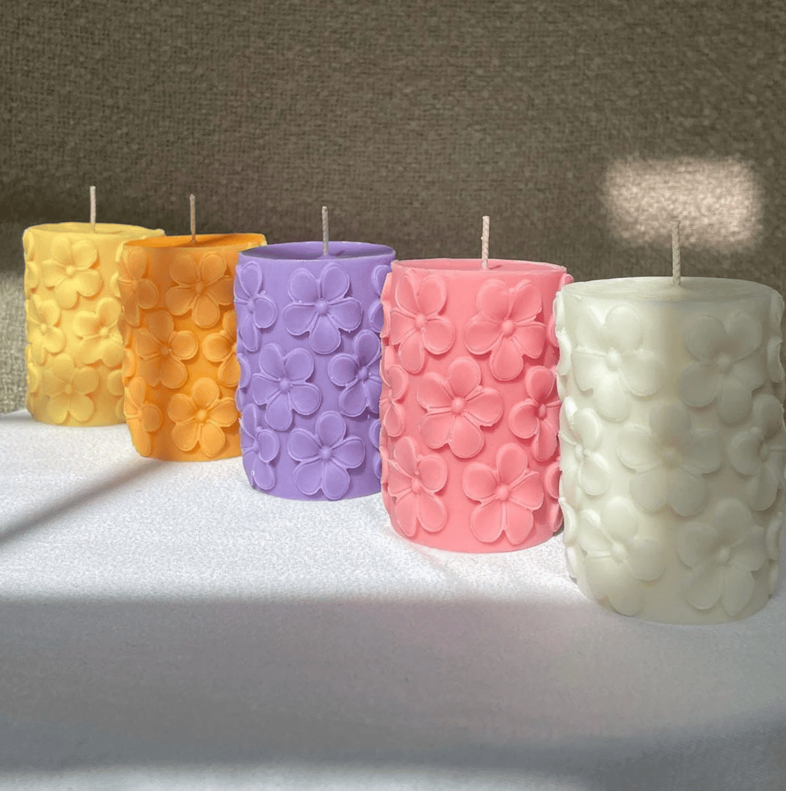 Derben Clove Floral Scented Pillar Candles for Party - GREEN