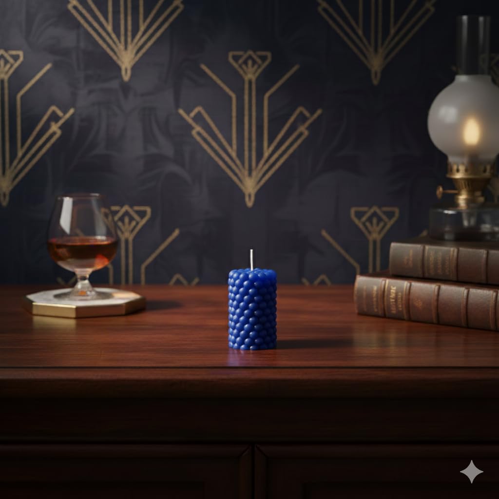 Luxury BLUE Scented Candle Long Bubble Pillar Fancy Candles