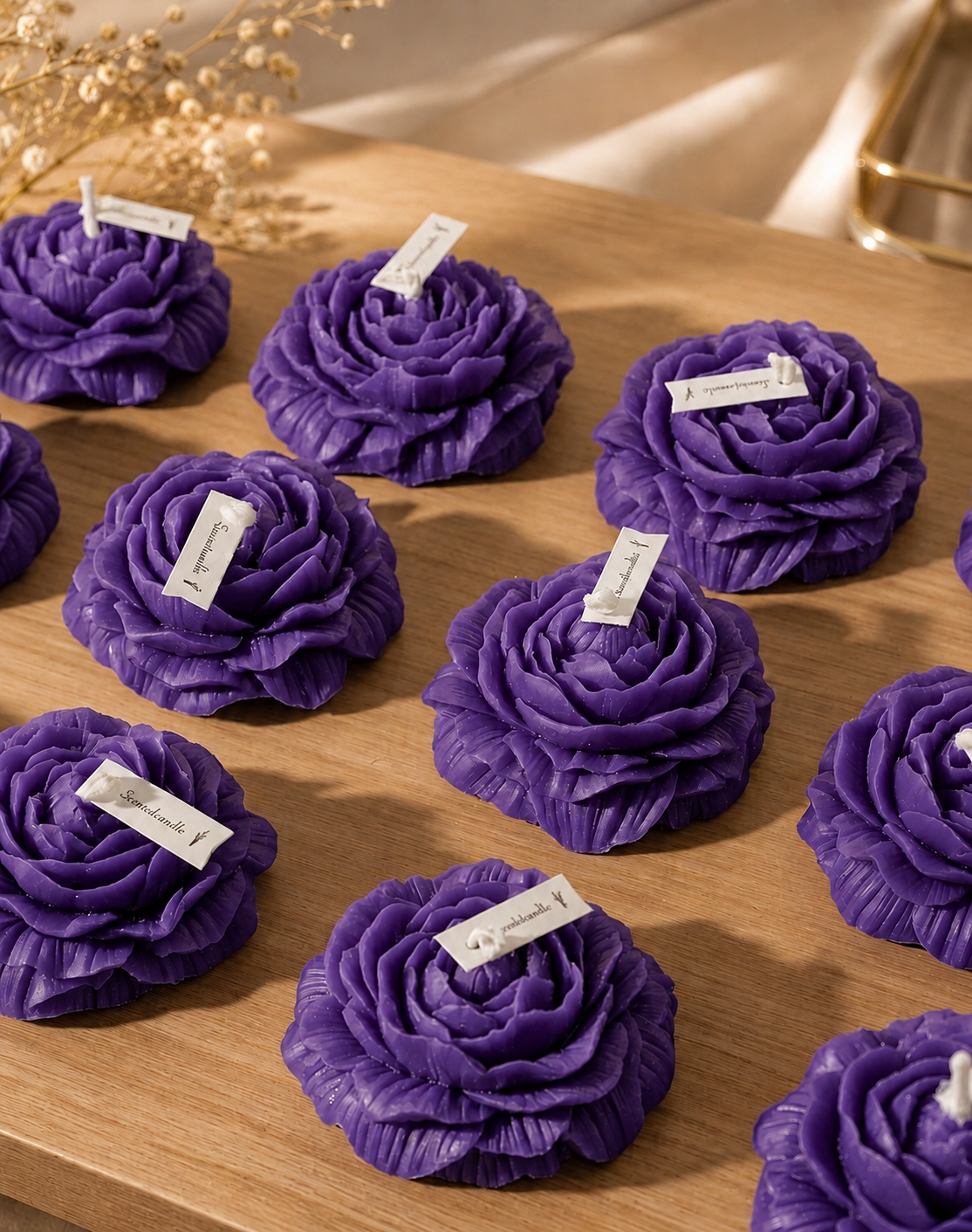 Premium Purple Flower Soy Wax Decorative Candle