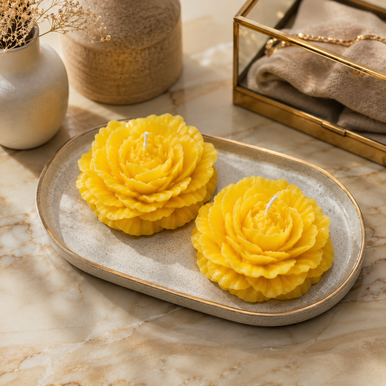 Premium Yellow Flower Soy Wax Decorative Candle