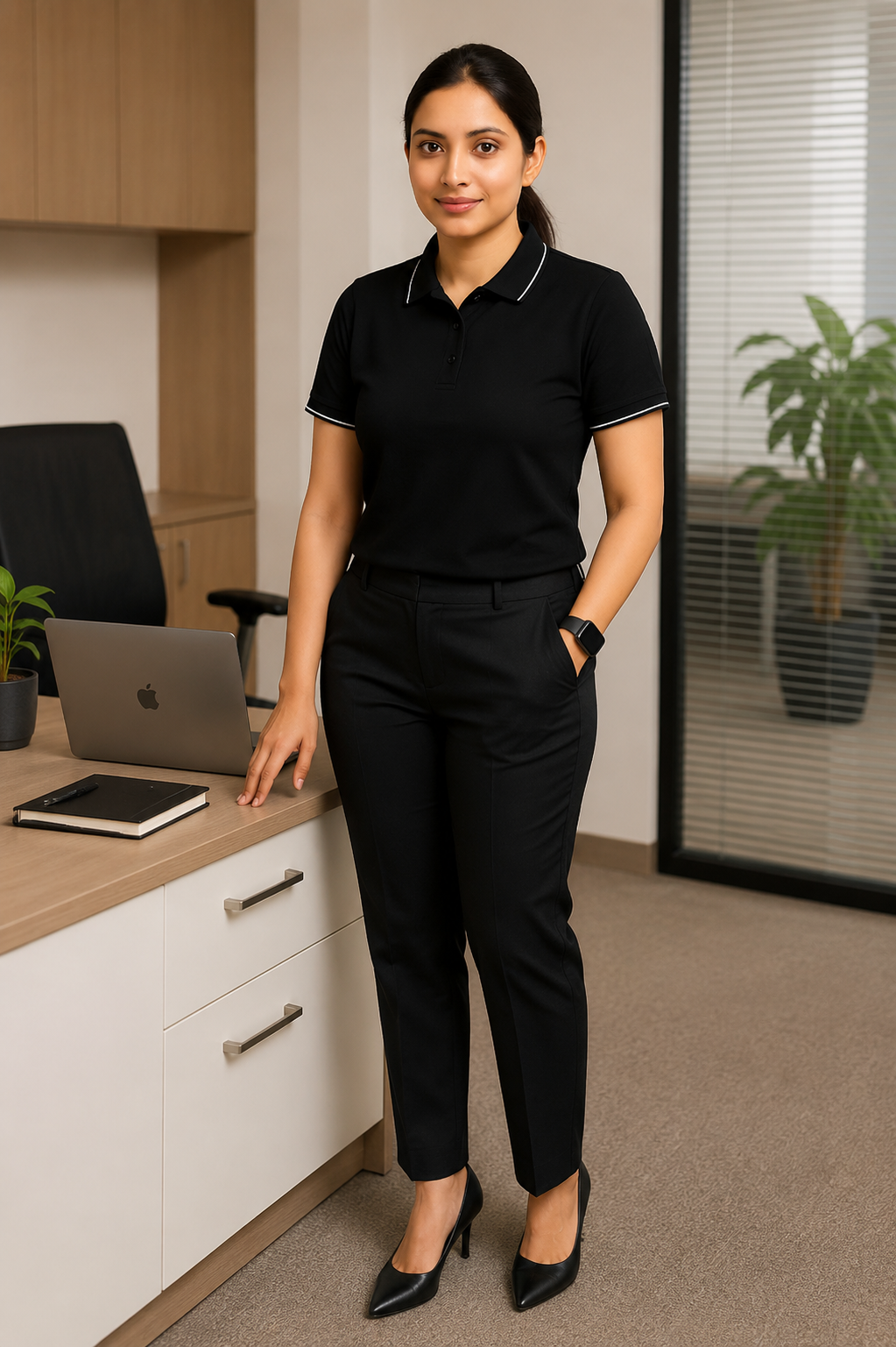 Black Polo Formal T Shirt for Women | Office Wear T Shirt for Ladies