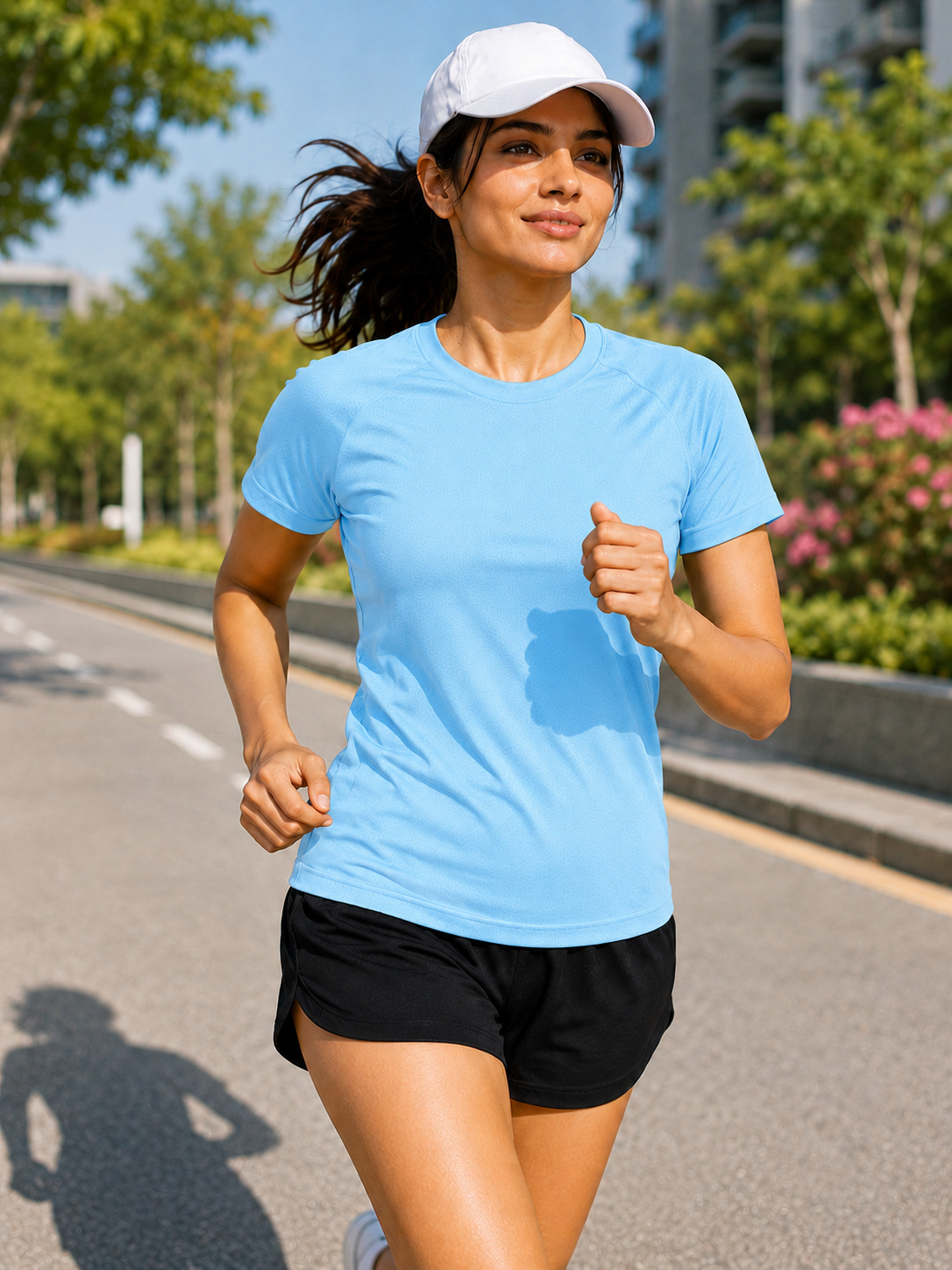 Sky Blue Raglan Sleeve Gym T Shirt for Women | Sports Tee