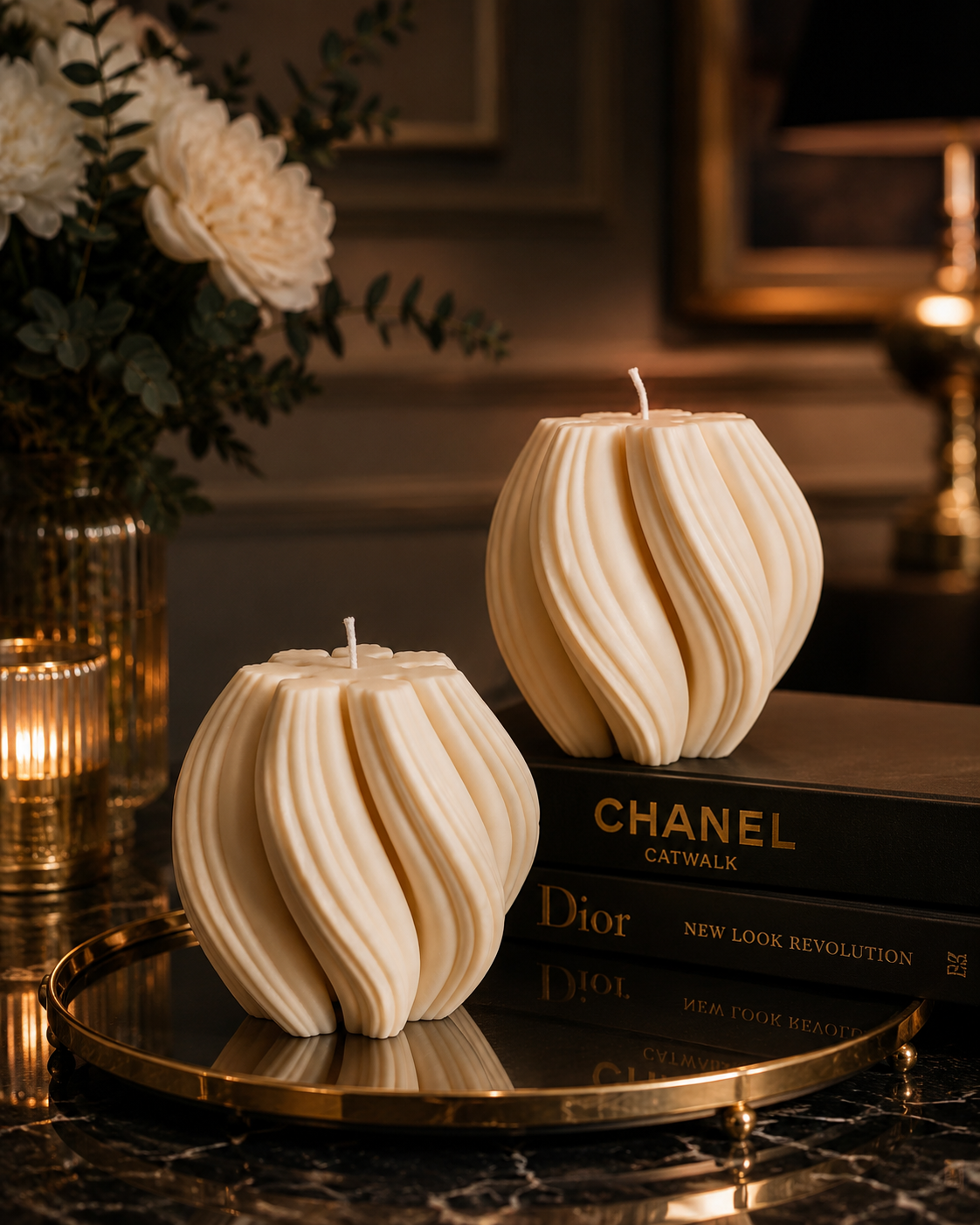 Luxury White Sculptural Decorative Soy Wax Candle