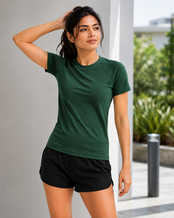 Green Sport T Shirt Women | Gym, Running, Football Tee