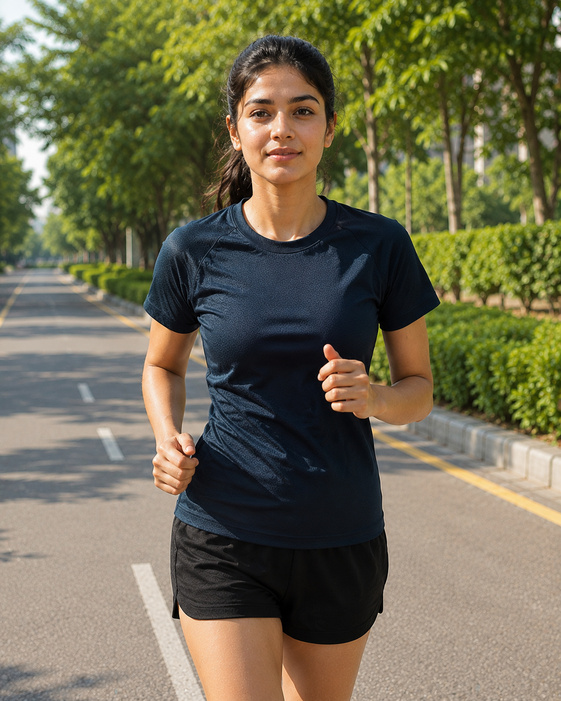 Navy Blue Sport T Shirt Women Gym, Running, Football Tee