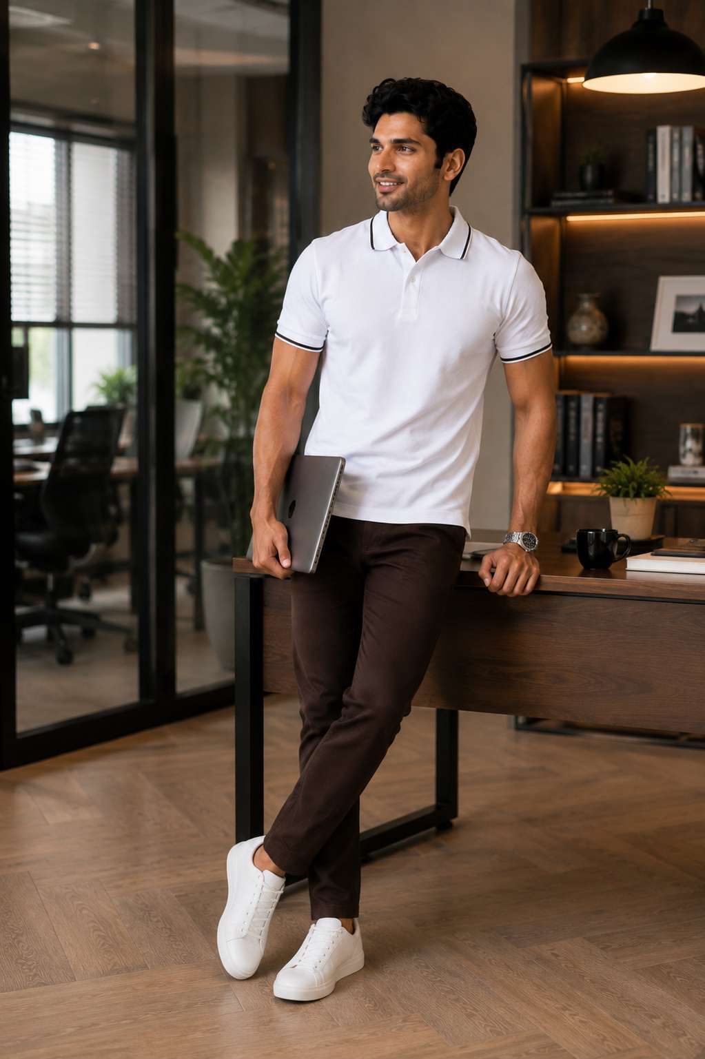 Derben Clove Pure Cotton Formal Polo T shirt for Men - White