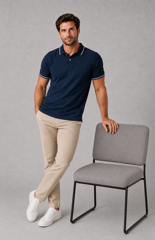 Collar T Shirt Formal Navy Blue - Elegant Office Formal T Shirt Men