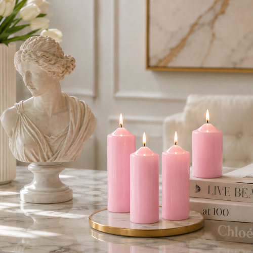 Scented Simple Pure Soywax Pillar Candle - PINK