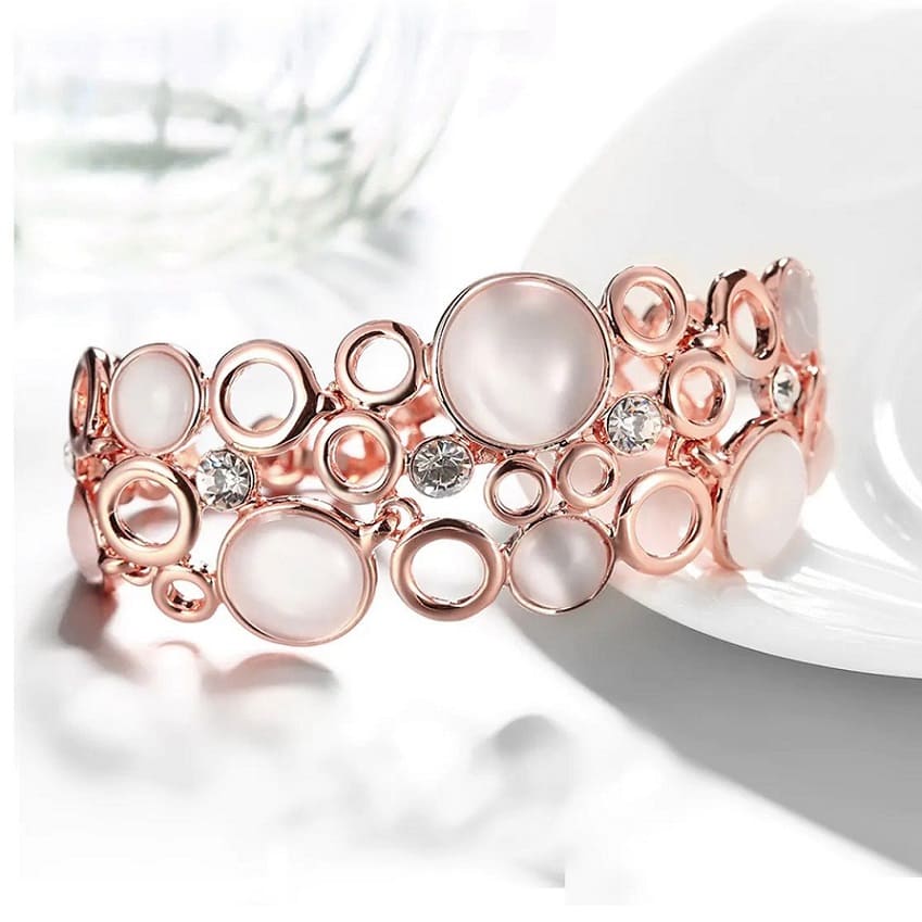 Zircon Stone Stud Amazing Geometrical German Bracelets Rose Gold