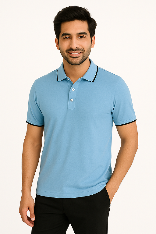 Sky Blue Polo Collar T Shirt for Men – Best Formal T Shirts Style