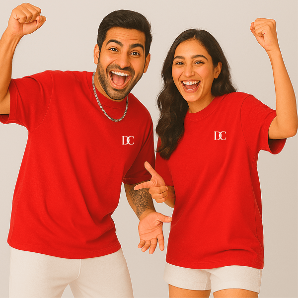 Red Oversized Tees for Women | Loose Baggy Cotton Gym T Shirt