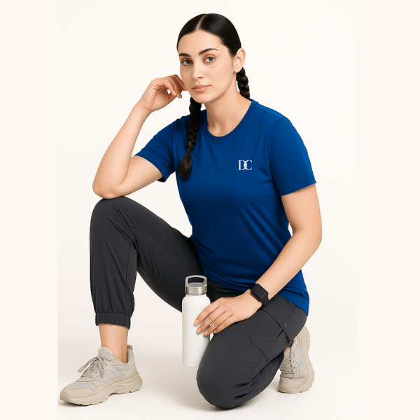 Women's Royal Blue Gym T Shirt | Raglan Sports Tee Shirt
