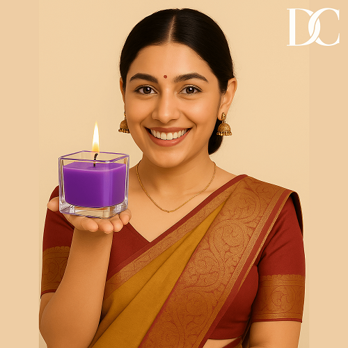 DC Best Scented Candles Transparent Glass Jar and Lid Purple