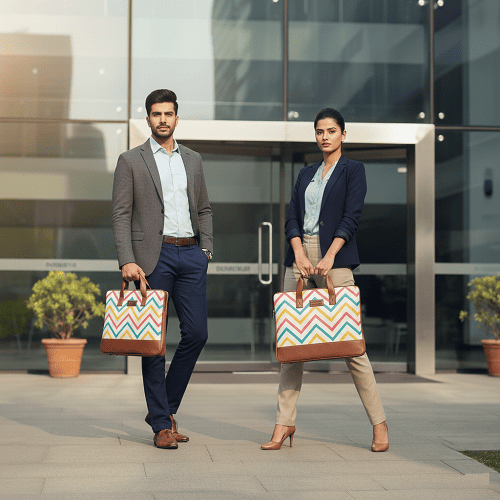 Eco Friendly Laptop Messenger Office Bag for Men and Women - Zigzag Print